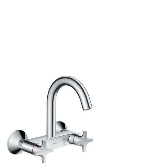 Hansgrohe-HG-Logis-M32-2-Griff-Kuechenmischer-Eco-Wandmontage-Highspout-1jet-Chrom-71284000 gallery number 1